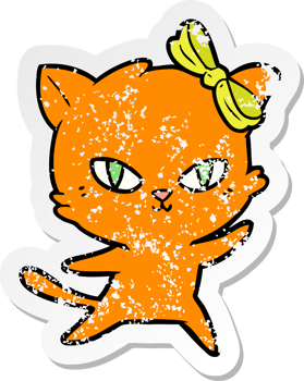 distressed sticker of a cute cartoon cat png
