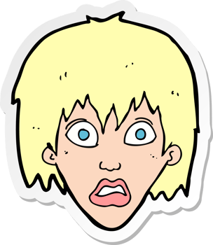 sticker of a cartoon frightened woman png