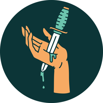 iconic tattoo style image of a dagger in the hand png