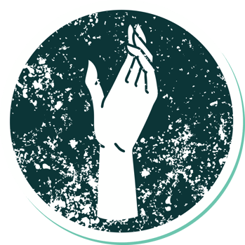 iconic distressed sticker tattoo style image of a hand png
