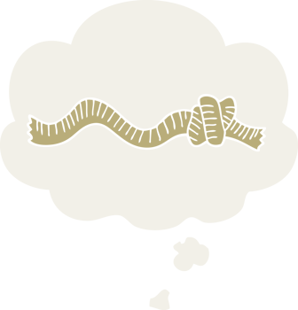 cartoon knotted rope with thought bubble in retro style png