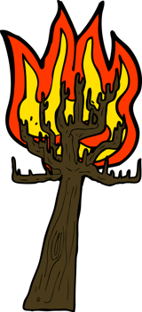 cartoon tree on fire png