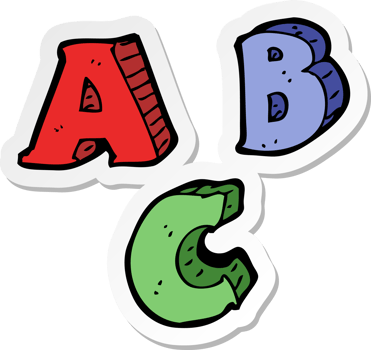 sticker of a cartoon ABC letters png