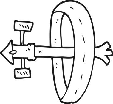 hand drawn black and white cartoon space station png