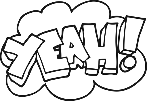 Yeah  hand drawn black and white cartoon shout. png