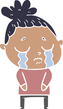 flat color style cartoon crying woman png