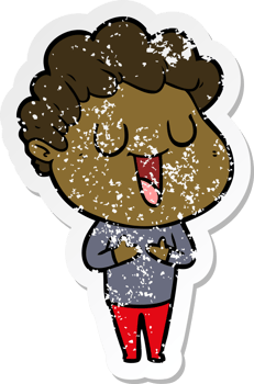 distressed sticker of a laughing cartoon man png
