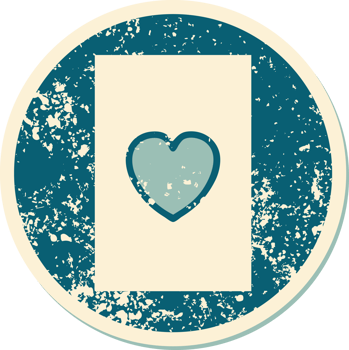 iconic distressed sticker tattoo style image of the ace of hearts png