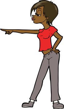 cartoon hip woman pointing png