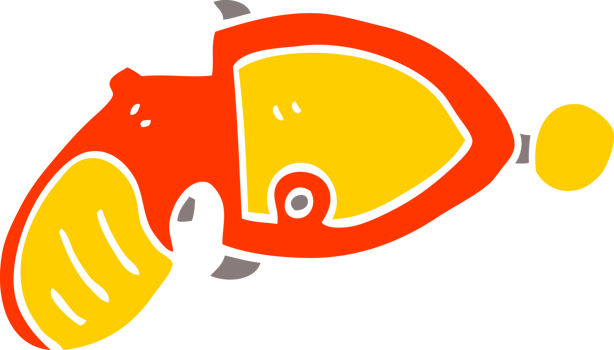 flat color illustration cartoon ray gun png