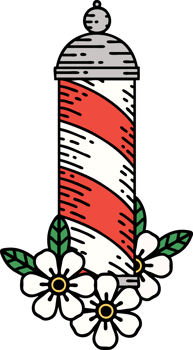 tattoo in traditional style of a barbers pole png