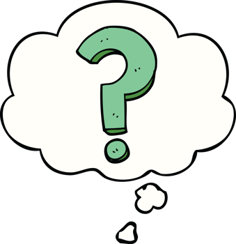 cartoon question mark with thought bubble png