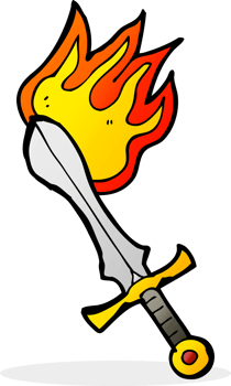 cartoon flaming sword png