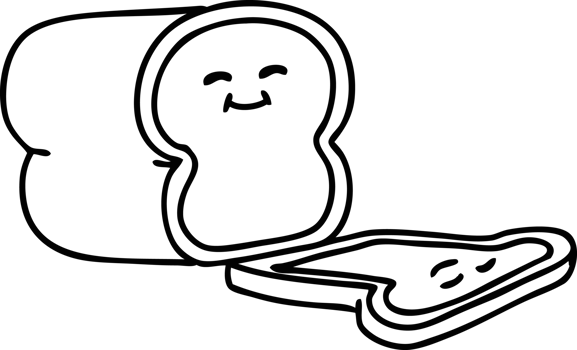 line doodle sliced loaf of bread png