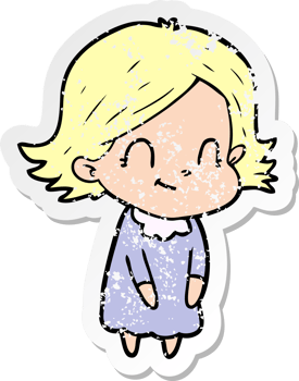 distressed sticker of a cartoon friendly girl png