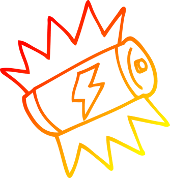 warm gradient line drawing of a cartoon fully charged battery png