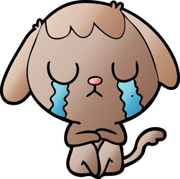 cute cartoon dog crying png