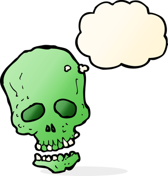 cartoon skull with thought bubble png