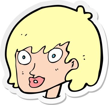 sticker of a cartoon happy female face png