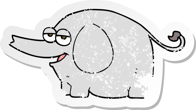 retro distressed sticker of a cartoon elephant squirting water png