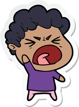 sticker of a cartoon furious man png