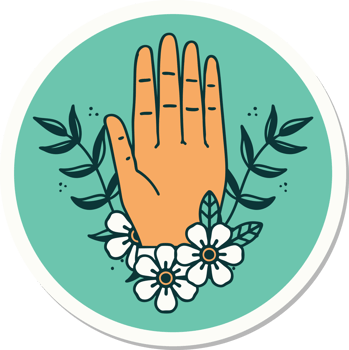 sticker of tattoo in traditional style of a hand and flower png