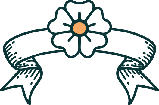 traditional tattoo with banner of a flower png