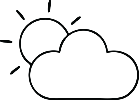line drawing cartoon of a sunshine and cloud png