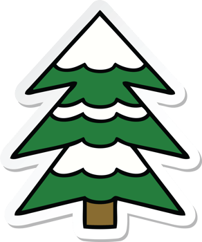 sticker of a cute cartoon snow covered tree png