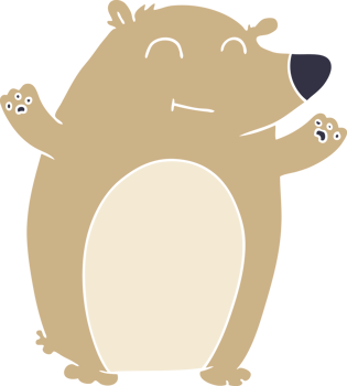 happy flat color style cartoon bear png