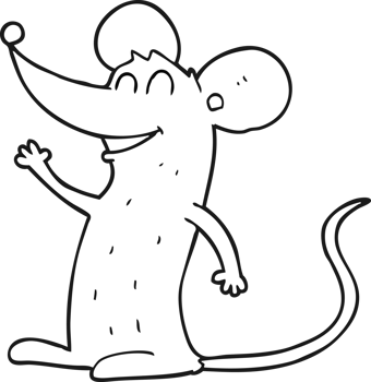 hand drawn black and white cartoon mouse png