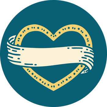 iconic tattoo style image of a heart and banner png