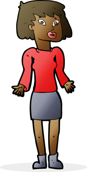 cartoon woman shrugging shoulders png