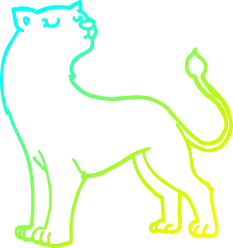 cold gradient line drawing of a cartoon lioness png