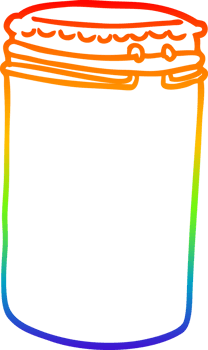 rainbow gradient line drawing of a cartoon storage jar png