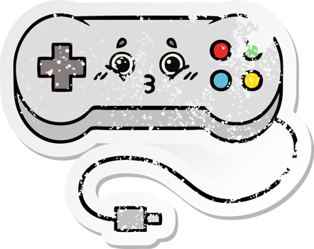 distressed sticker of a cute cartoon game controller png