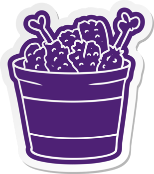 cartoon sticker bucket of fried chicken png