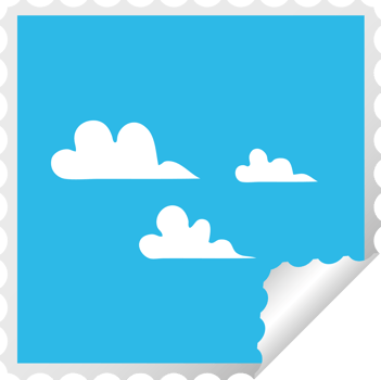 square peeling sticker cartoon of a cloud png