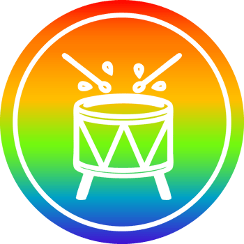 beating drum circular icon with rainbow gradient finish png