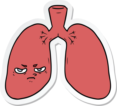 sticker of a cartoon angry lungs png