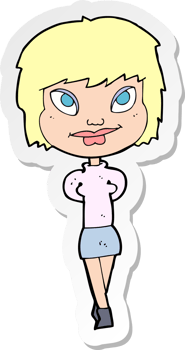 sticker of a cartoon happy woman png