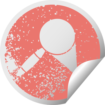 distressed circular peeling sticker symbol of a magnifying glass png