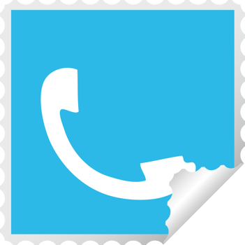 square peeling sticker cartoon of a telephone receiver png
