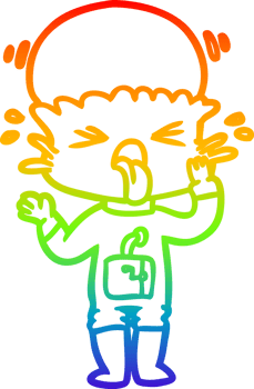 rainbow gradient line drawing of a weird cartoon alien png
