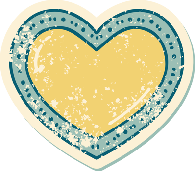 iconic distressed sticker tattoo style image of a heart png