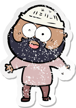 distressed sticker of a cartoon bearded man png