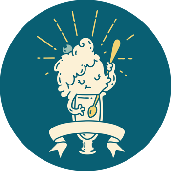 icon of a tattoo style ice cream character png