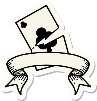 tattoo style sticker with banner of a torn card png