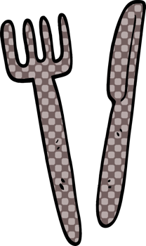 cartoon doodle knife and fork png