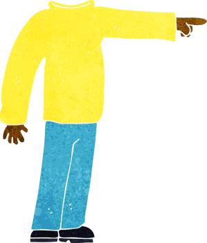 cartoon headless man pointing png